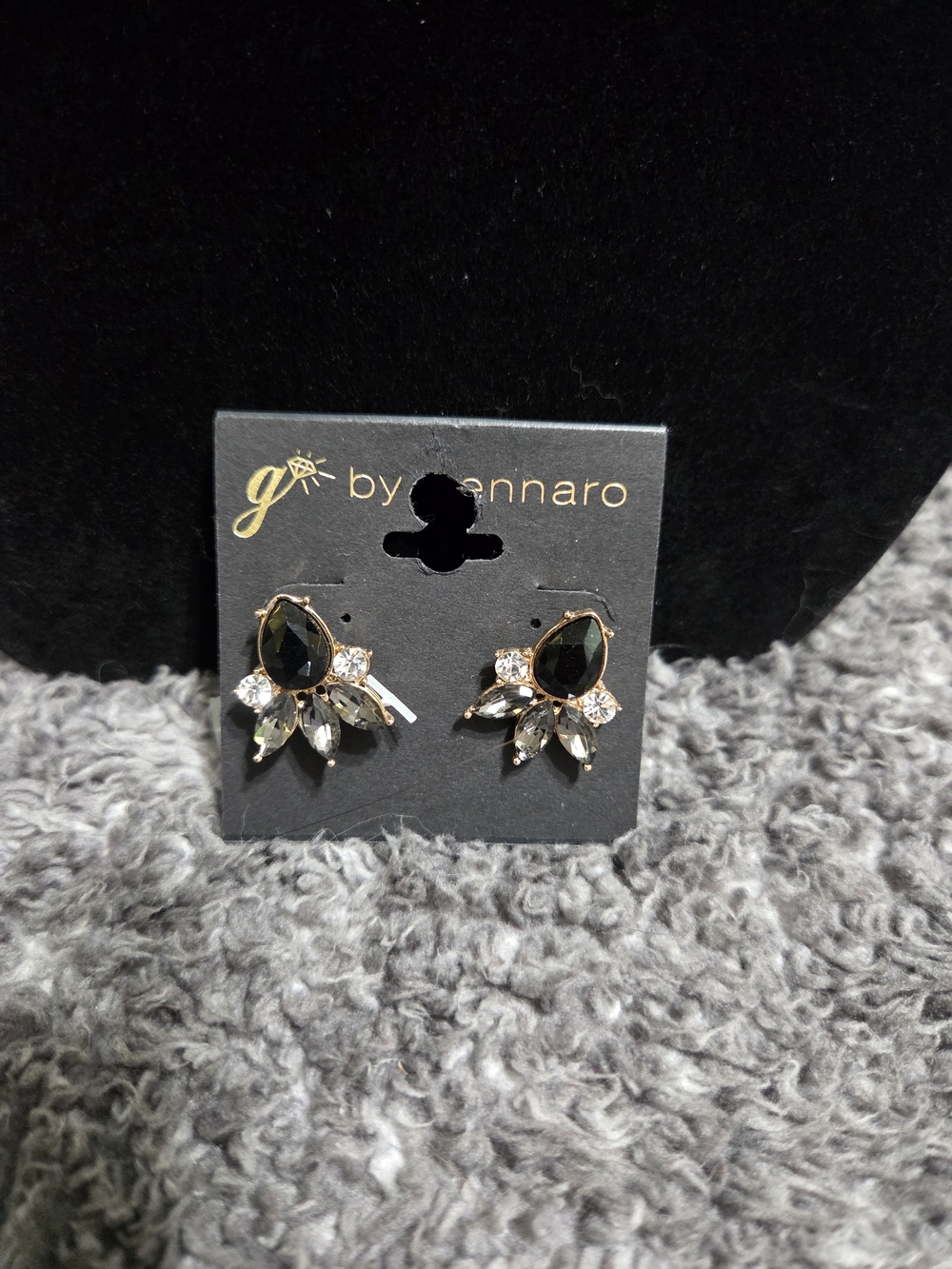Black Teardrop Crystal Stud Earrings